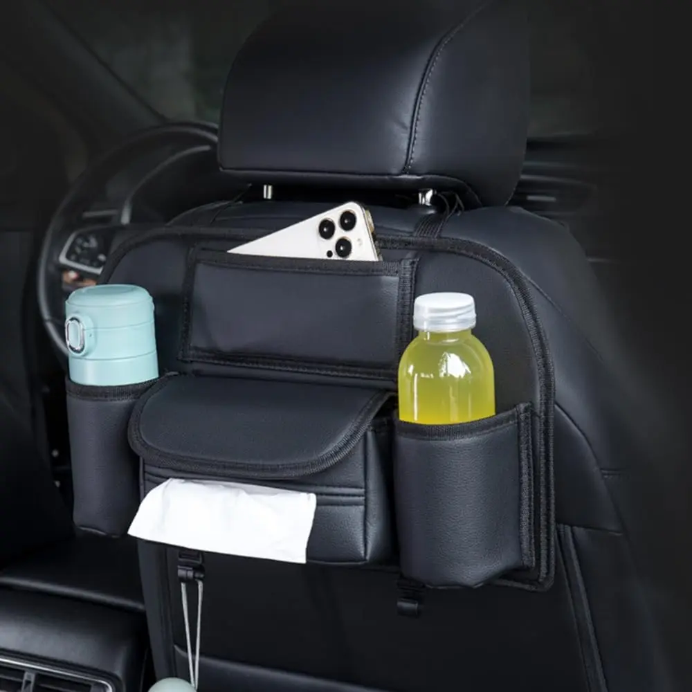 

Free Shipping Car Back Seat Organizer Hanging Car Storage Bag Automotive Seat Back Organizers Leather Car Storage Pocket with Ti
