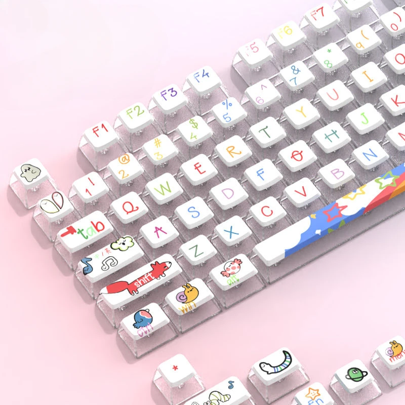 คีย์บอร์ดโปร่งแสงสำหรับปาร์ตี้สัตว์พุดดิ้งคีย์บอร์ด116ปุ่ม ASA โปรไฟล์การระเหิดคีย์บอร์ดอุปกรณ์เสริมคีย์บอร์ด