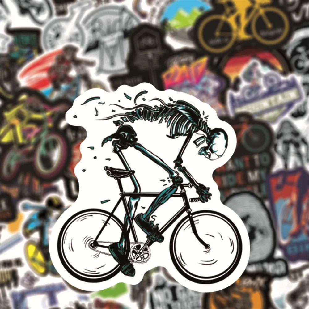 50Pcs Mountain Bike Stickers Waterproof Outdoor MTB Bicycle Sticker Cool For DIY Laptop PC Phone Skateboard Luggage Decals