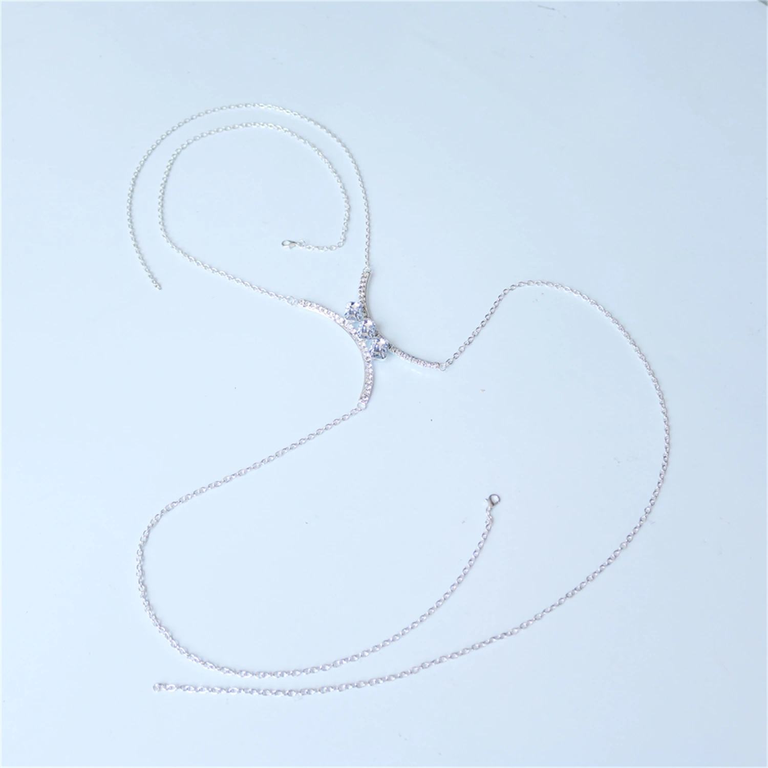 Fashion Square Chest Support Bra Rhinestone Chest Chain Bikini Festival Dress Simple Body Jewelry Women's Gift