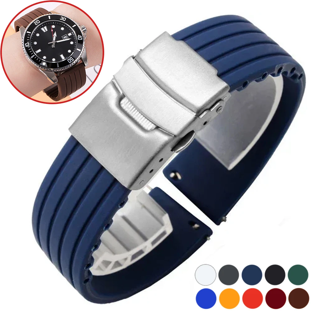 Silicone Watch Band Quick Release Rubber Watch Strap 18mm 20mm 22mm 24mm Wrist Strap Watches Accessories Replacement Watchband
