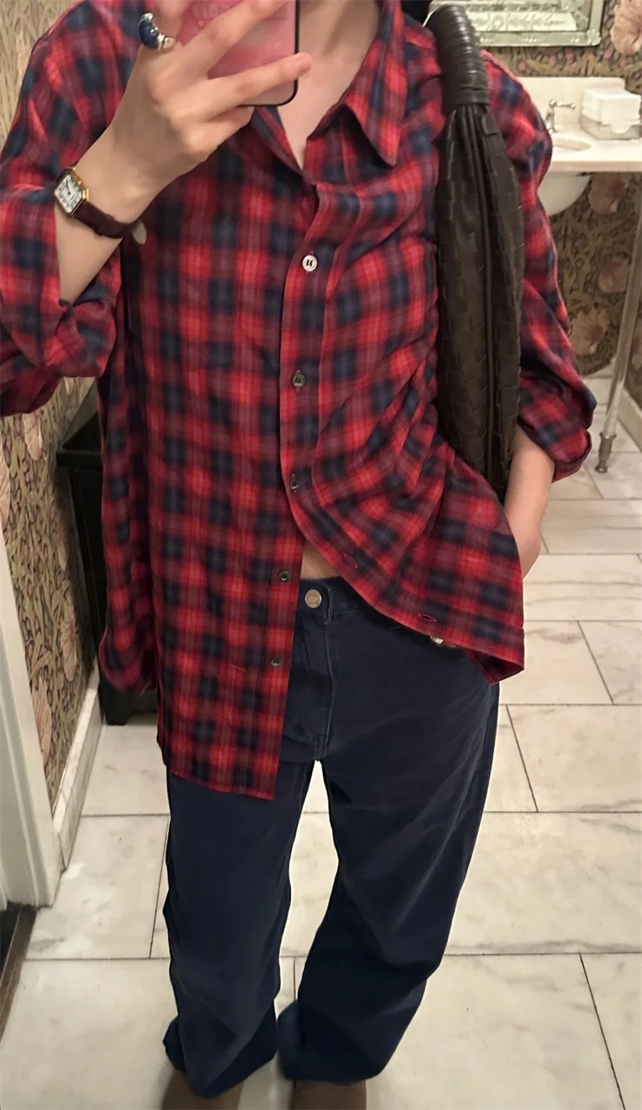 Waed Indigo Jeans casual Vita alta Gamba dritta Cotone Denim Vita alta Ribbonbits Faion da donna Autunno Nuovo arrivo