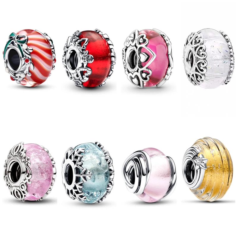 جديد الأزرق ندفة الثلج عيد الميلاد ماجيك مورانو الزجاج خرزة ساحرة صالح الأوروبي الأصلي الفضة سوار DIY بها بنفسك النساء مجوهرات اكسسوارات