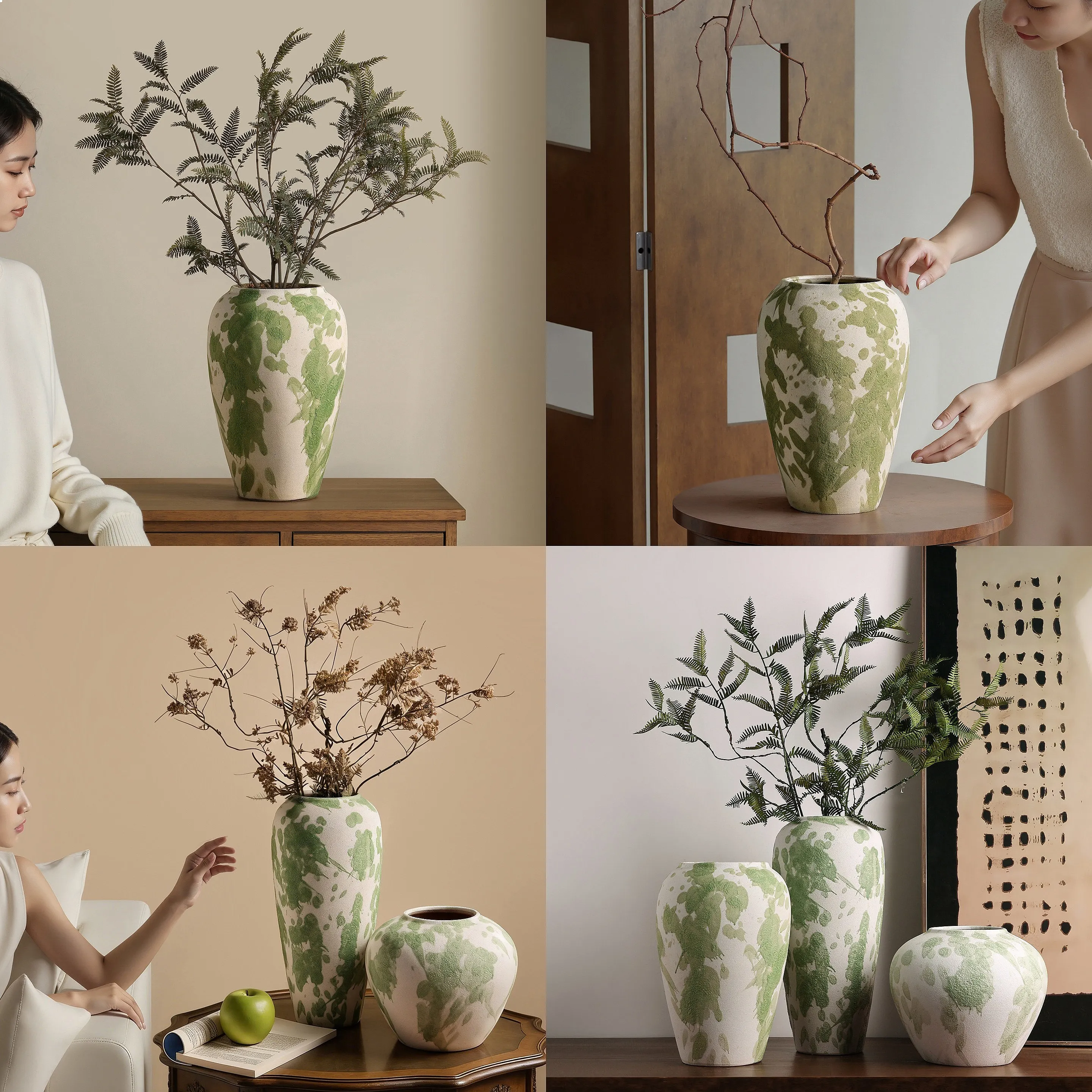 Elegant Jingdezhen Ceramic Vase Retro Wabi-Sabi Floral Home Decor for Living Room Entryway  Living Room Decoration