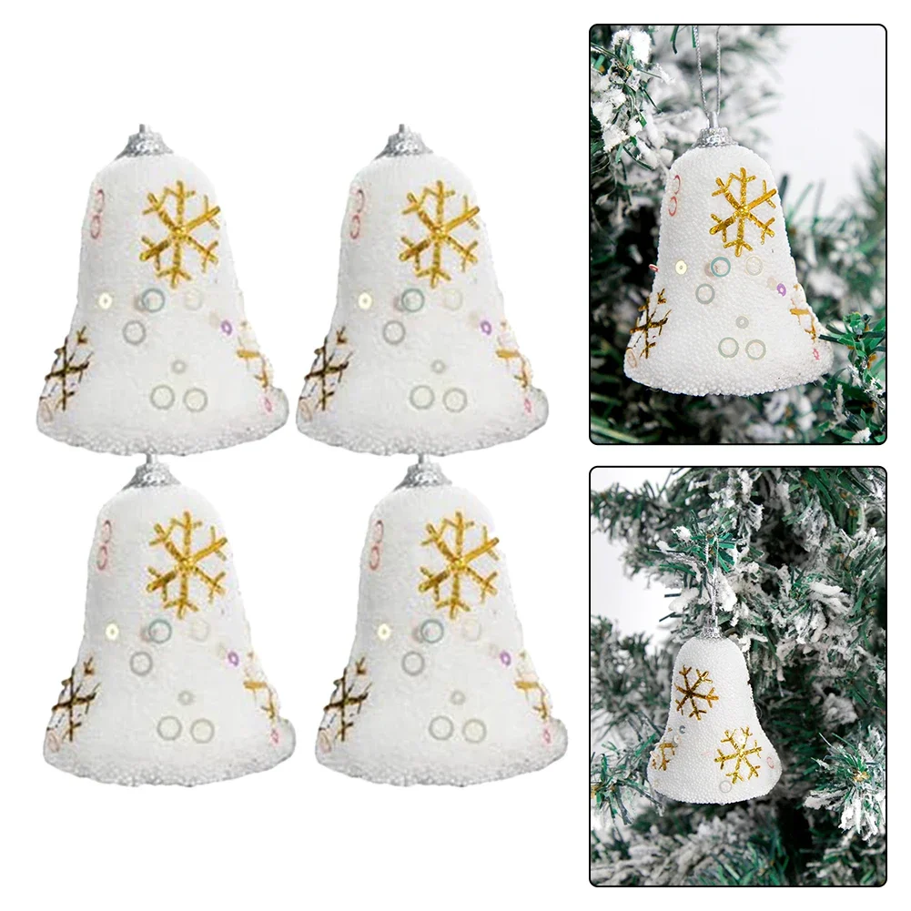 

4pcs Christmas Snowflake Bells Exquisite Christmas Snowflake Bell Pendant For Festive Decorations And Holiday Seasonal Déco