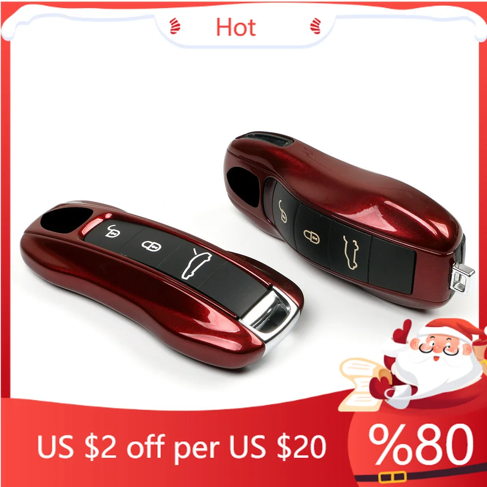 

Hot Suitable for Porsche key shell modification Cayenne 718macan911 Paramela Taycan cherry red Interior Stickers