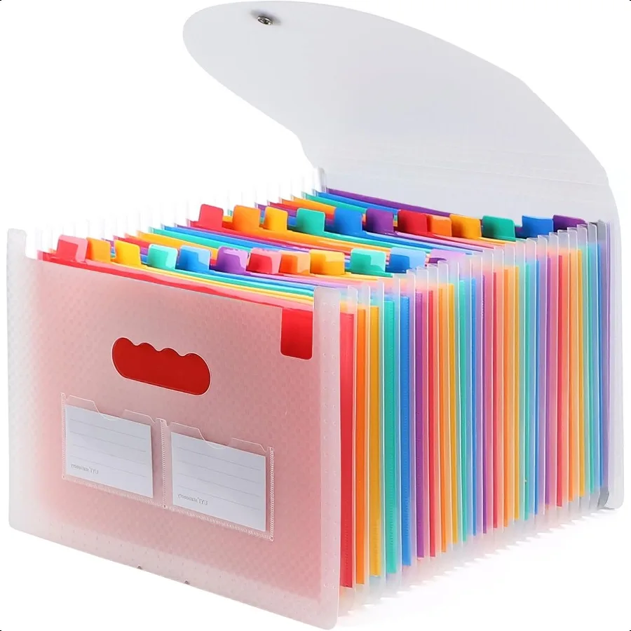 

Accordion File Organizer 24 Pockets Expanding File Folders Portable Letter A4 Size Filing Box with Colored Labels and Expandabl