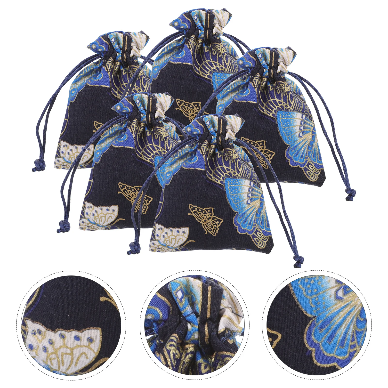 5Pcs Jewelry Gift Bags Drawstring Small Pouches for Makeup Brush Storage Wedding Party Candy Favor Drawstring Bags