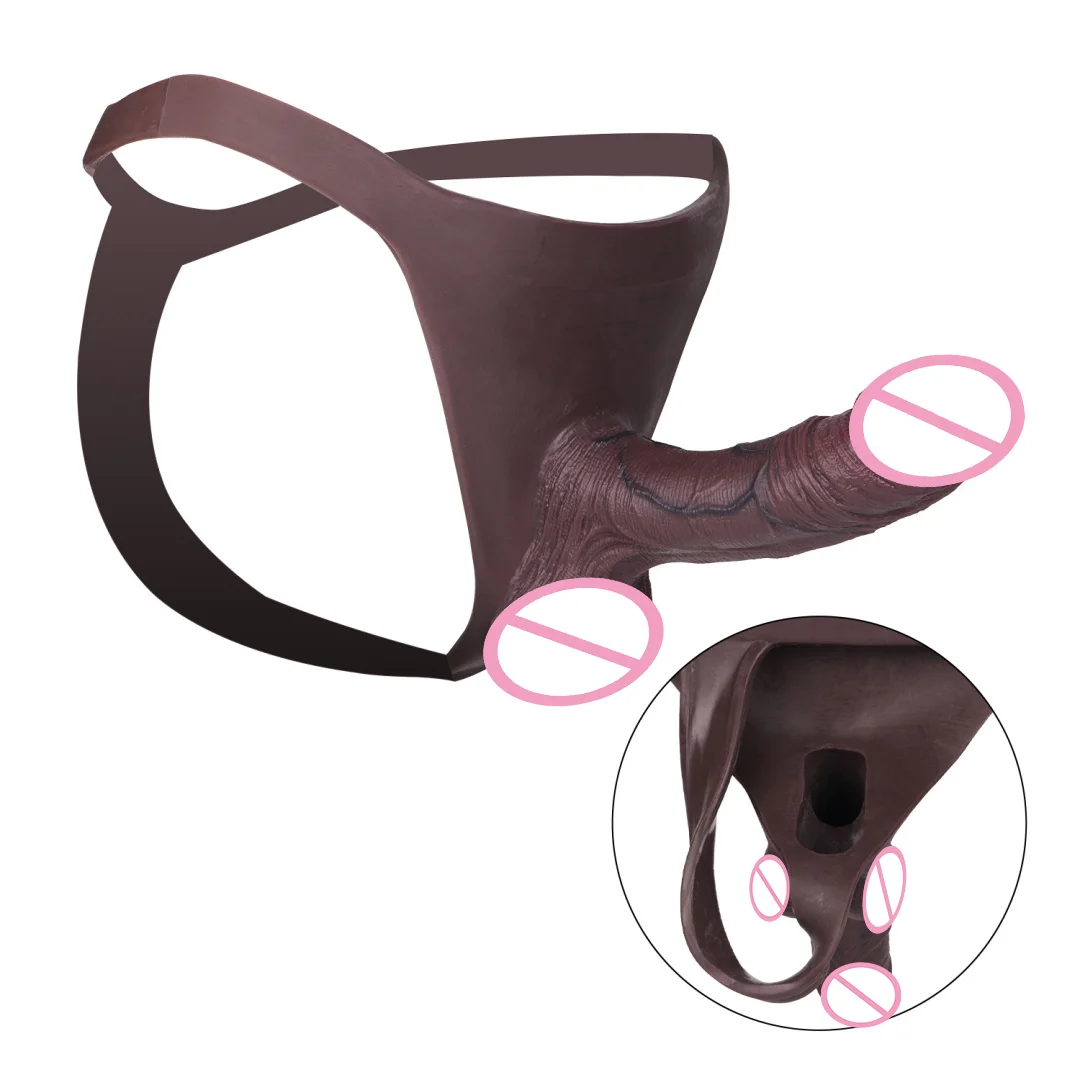 Strap On Dildo Harness Wearable Cock Sleeve for Men Realistic Hollow Penis Soft Silicone Penis Sleeve Adult Sex Toy for Men Gay
