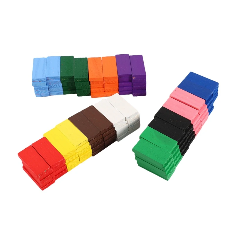 Conjunto de blocos de dominó coloridos, brinquedos educativos para crianças, conjunto de dominó de madeira para presente de crianças