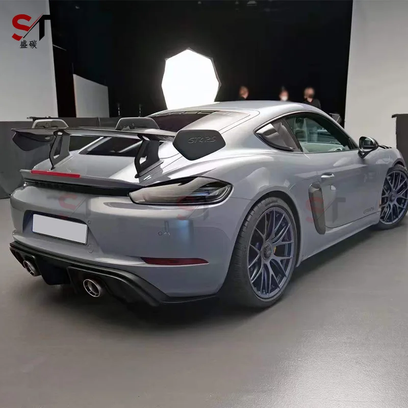 Suitable for Porsche 718 987 981 Carbon Fiber Tail GT4RS Spoiler Fixed Wind Wing Retrofit