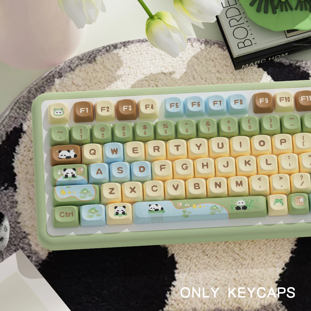 Panda Theme Keycaps MOA Profile PBT Keycap For Cherry Mx Switch Mechanical Keyboard Dye Sub Anime Cartoon MCA key caps Customs