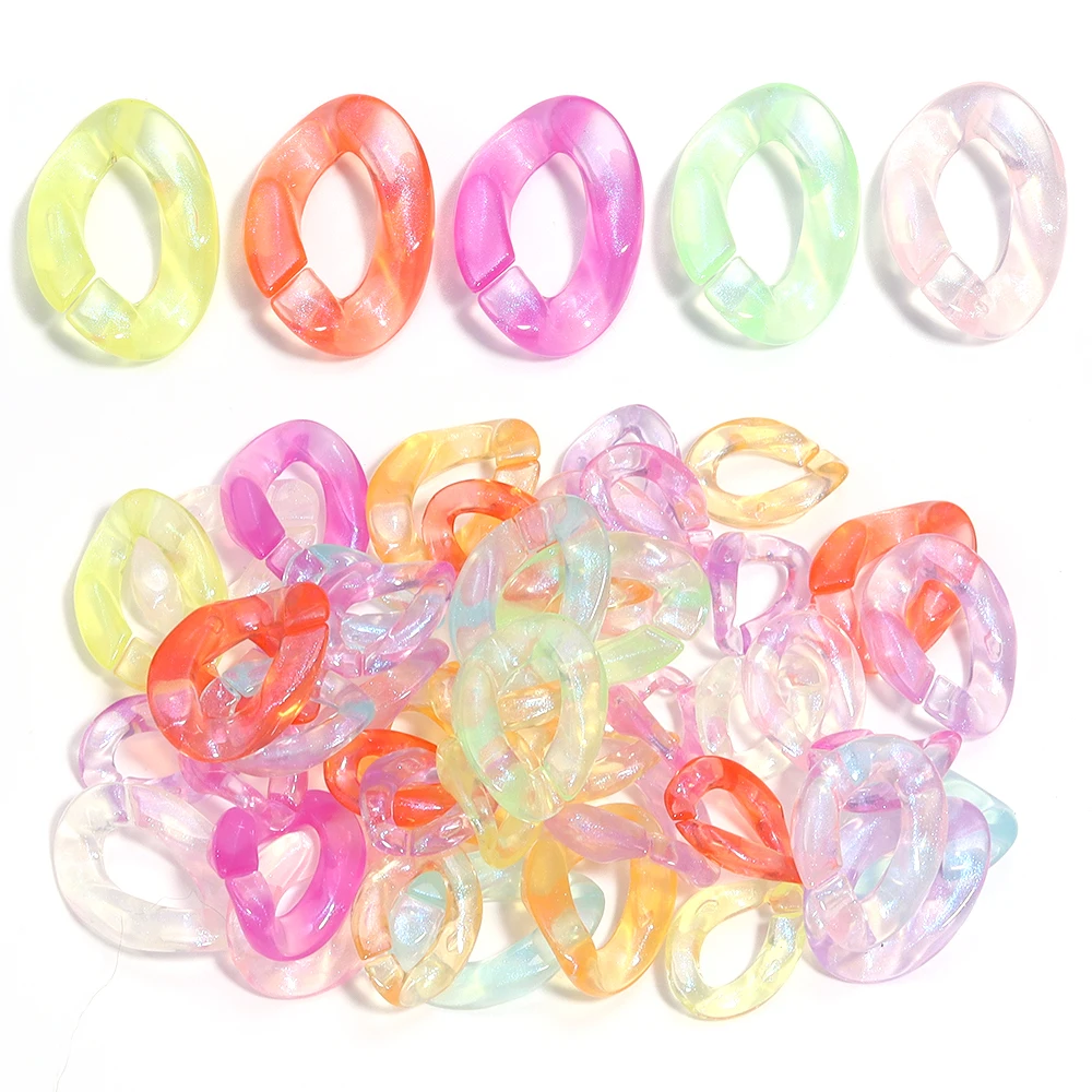 20pcs/lot High Transparency Iridescent Acrylic Chain Buckle For Jewelry Making Connectors DIY Necklace Bracelet Accessories