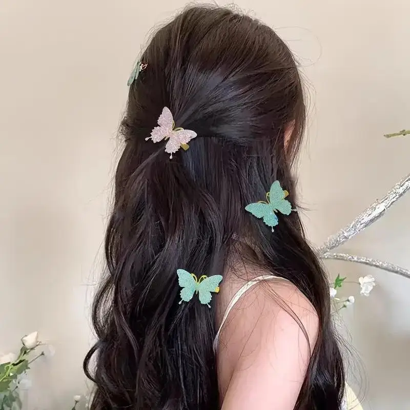 Glitzernde Schmetterlings-Haarspangen, rutschfestes Design, ideal für kleine Mädchen, alltägliches Tragen, Geburtstagsfeiern. – Detail 3