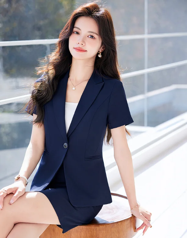 Short-sleeve small suit collar coat women's pants skirt two-piece set summer clothing professional slim-fit