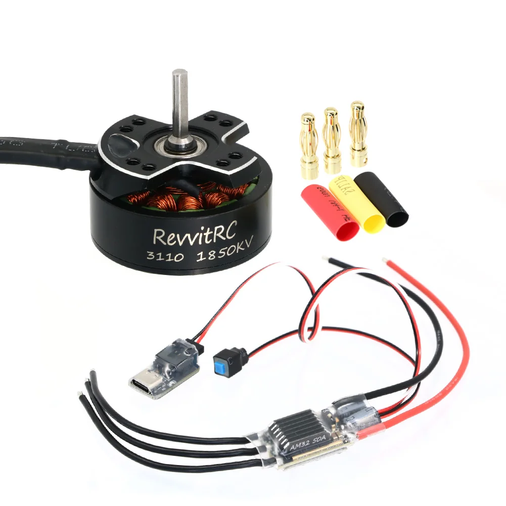 RevvitRC H3110 2250KV 1850KV 2-4S 14-Pole Brushless Motor 3.17mm Shaft APE32 AM32 50A 3-6S 32-bit Car ESC For RC 1/10 RC Car