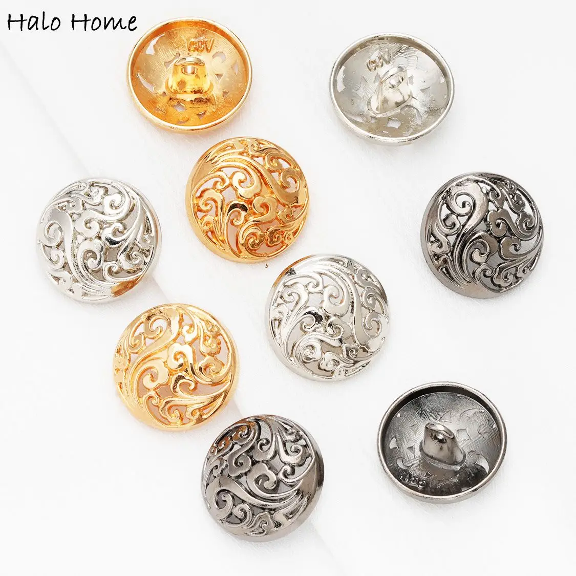 5pcs Round Hollow Metal Buttons for Sewing  Scrapbook Jacket Blazer Sweaters Gifts Crafts Handwork Clothing 12.5-25mm