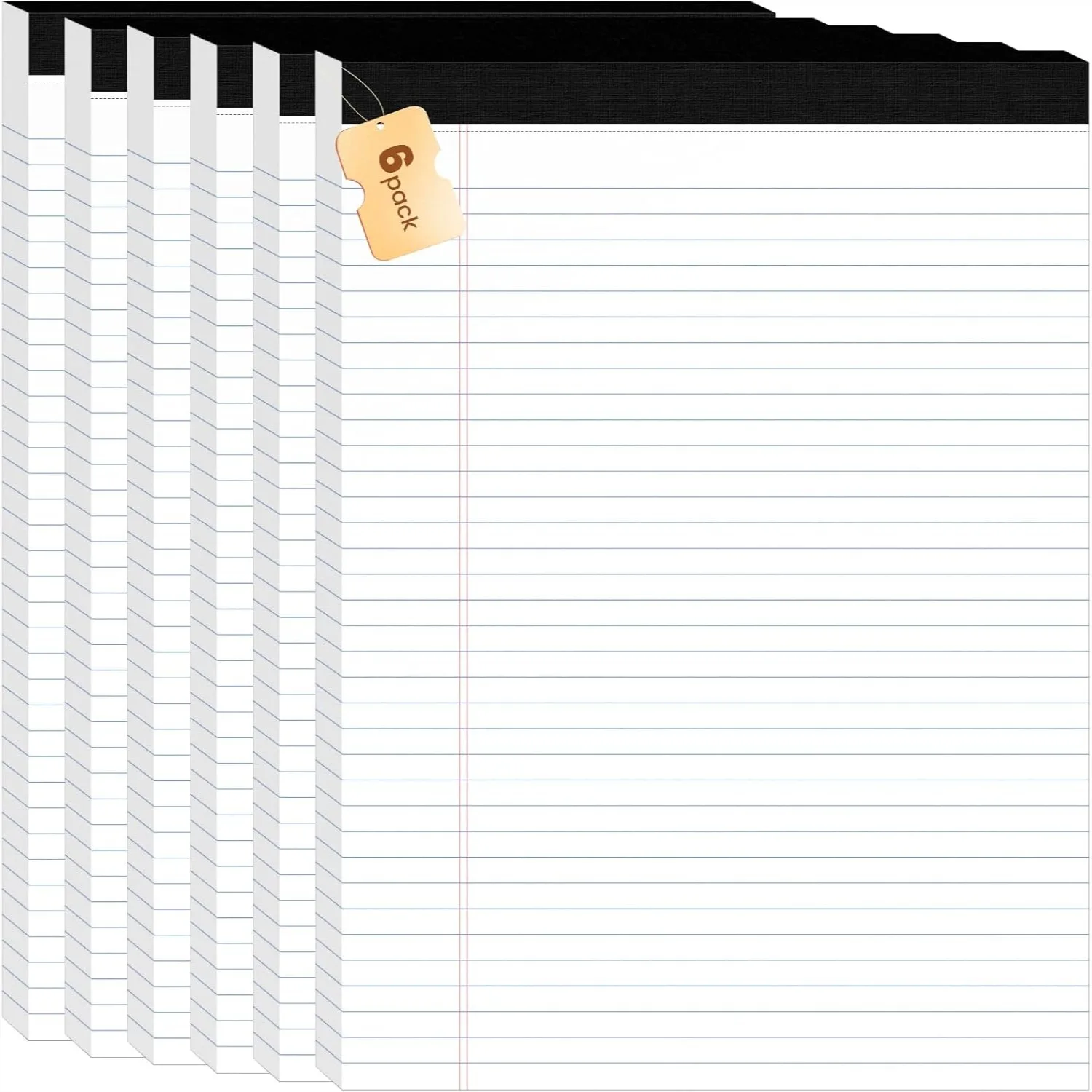 

6 Pack Legal Pads 8.5x11 Inch, 50 Sheets, College Ruled & Perforated, Lined Note Pads with Sturdy Backing for Office Business