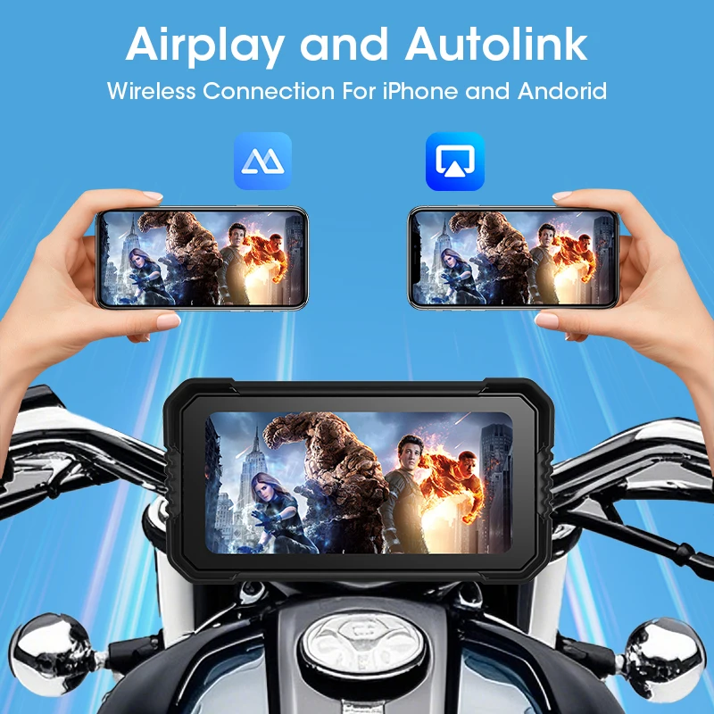 Srnubi 6.25 "دراجة نارية CarPlay المحمولة أندرويد السيارات نظام تحديد المواقع والملاحة الرقمية موتو لوحة القيادة الوسائط المتعددة شاشة عرض مقاومة للماء