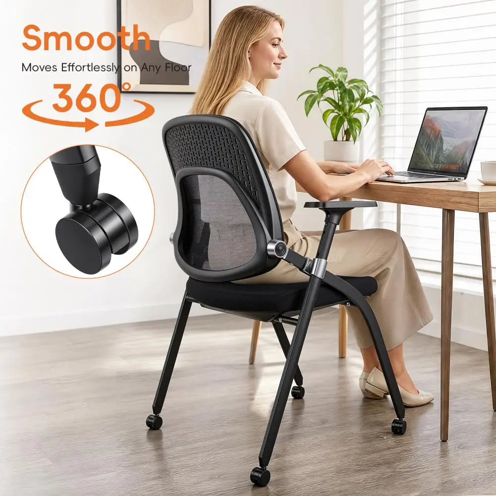 Mesh Adjustable Backrest, Stackable Conference Room Chairs Office Guests And Reception Chairs 300LBS Load Foldable Office Chair