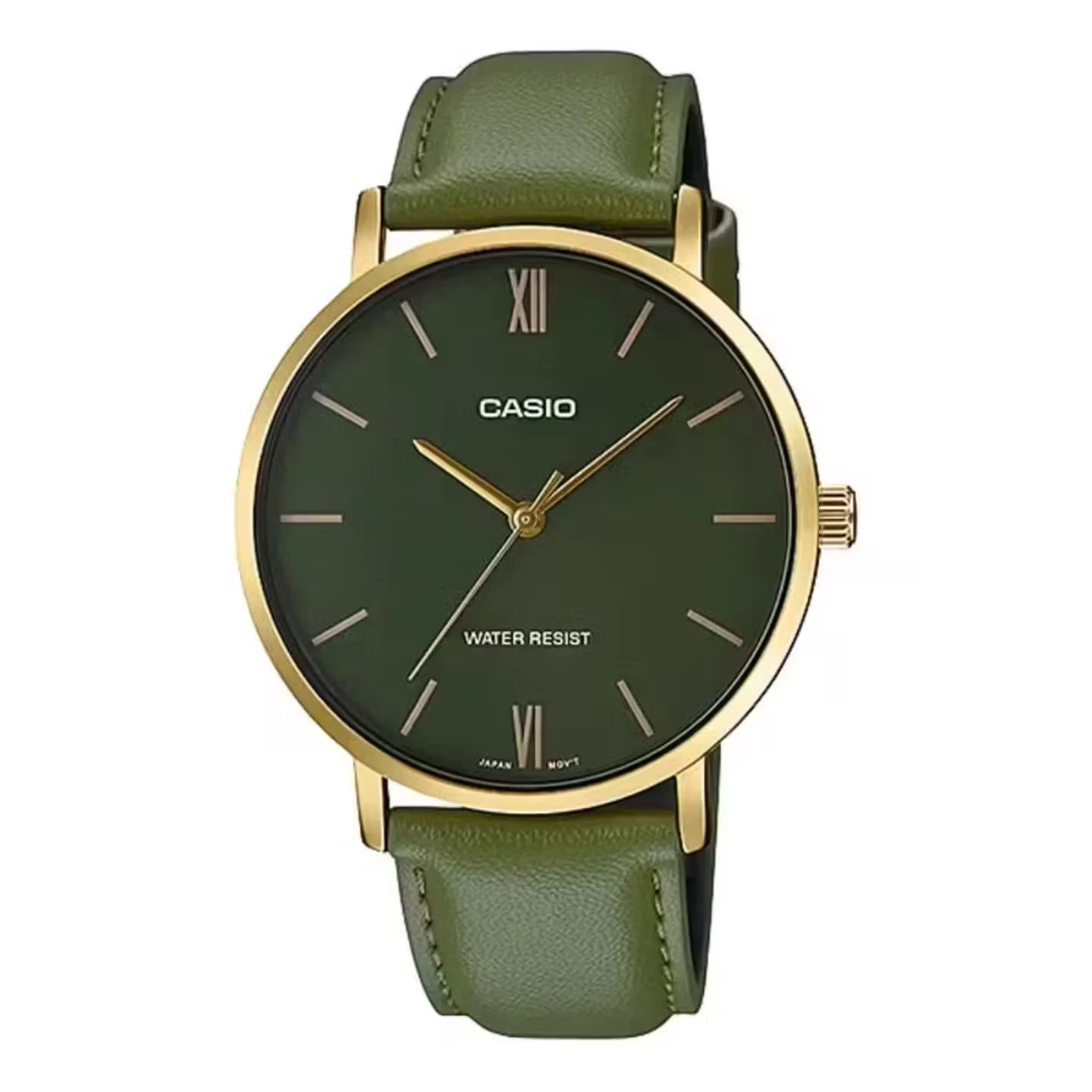 Reloj de Cuarzo CASIO MTP-VT01L para Hombre, Correa de Cuero, Caja de Acero Inoxidable, Resistente al Agua 30M, Reloj Elegante y Casual para Negocios