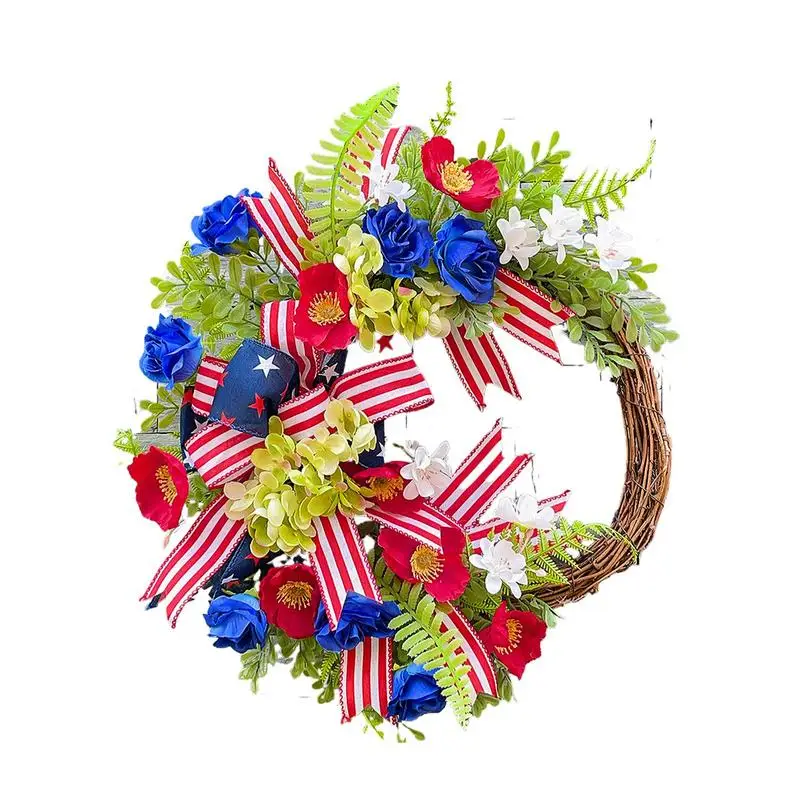

Patriotic Wreaths For Front Door Festival Garland Red White Blue Flag Outdoor Patriotic Wreath For Porch Wall Home Outside