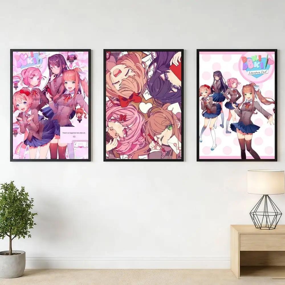 D-DokiS L-LiteratureS Club Poster Stickers Art Print Retro Artistic Wall Decor HD Living Room Bedroom Home Decor Unique Gift