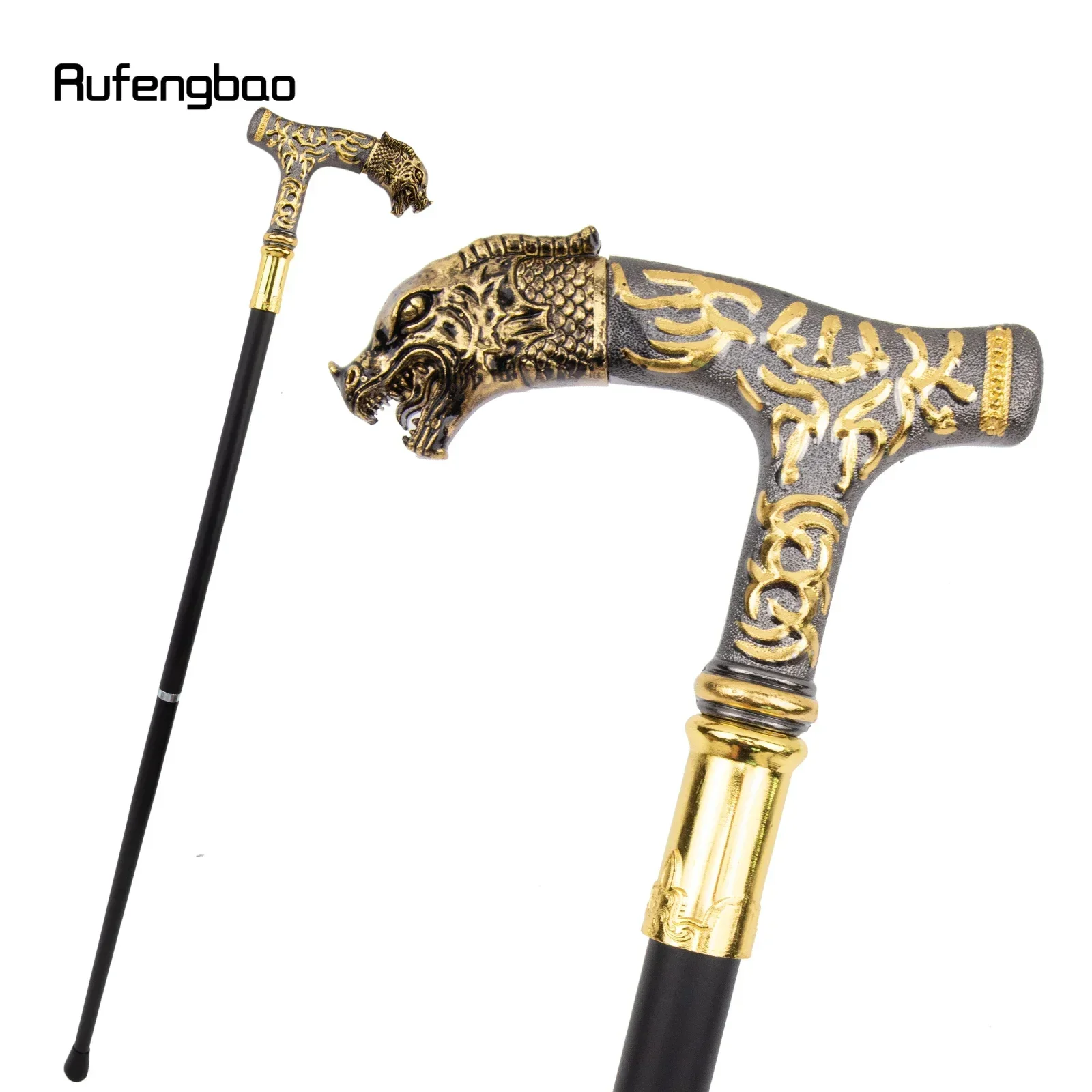 Golden Black Dragon Luxury Pattern Walking Stick Party Fashion Elegant Walking Stick Performance stage Cane 90cm
