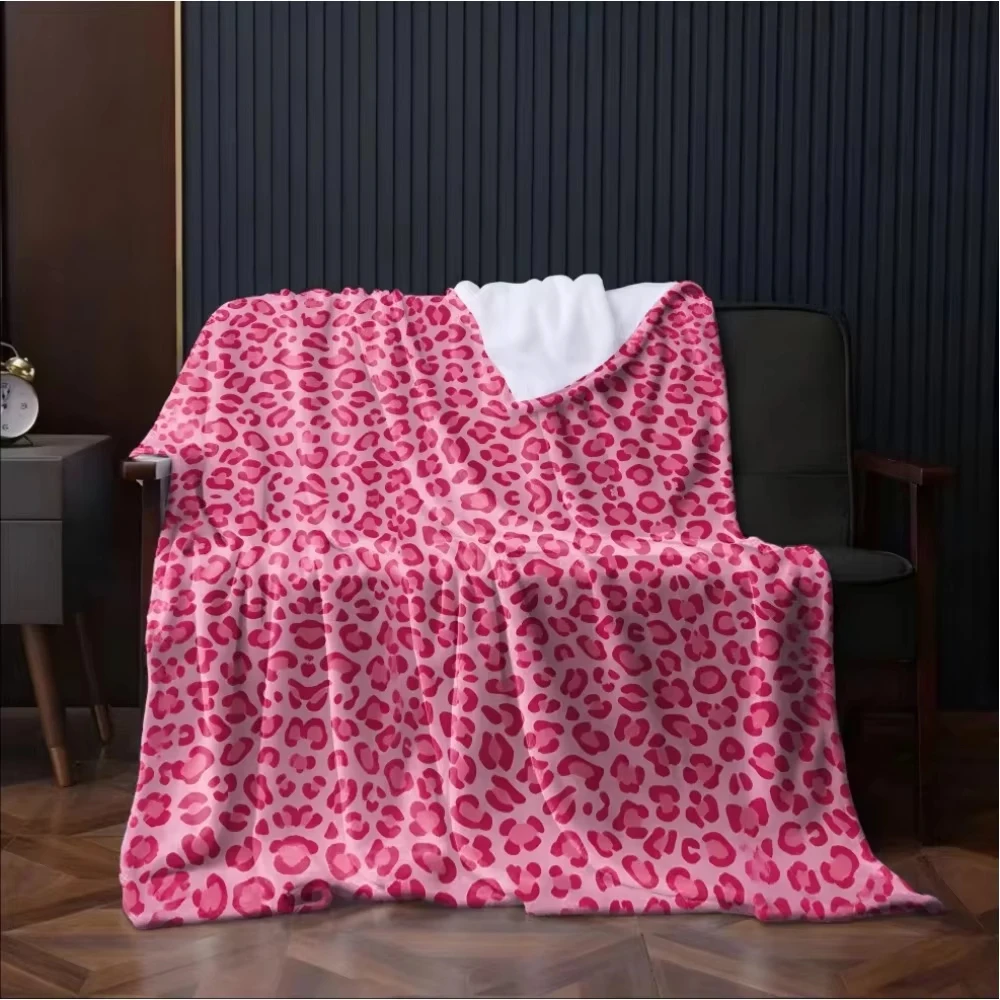 VIKAMA Hot Pink Leopard Print Flannel Throw Blanket Sofa Bed Nook Decor Soft Bedroom AC Nap Blanket Y2K Girly Birthday Home Gift