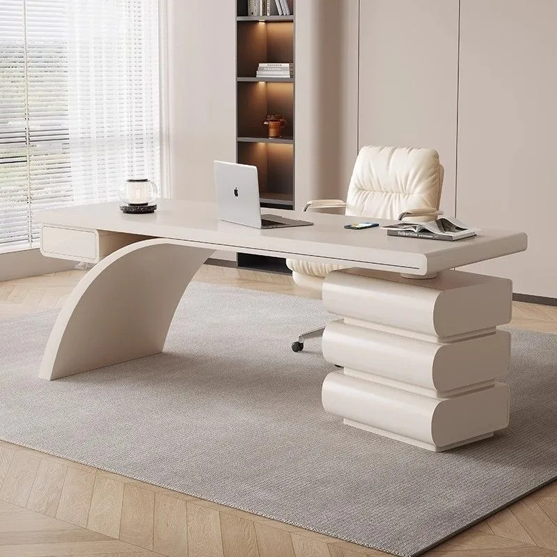 French light luxury, modern cream style solid wood desk