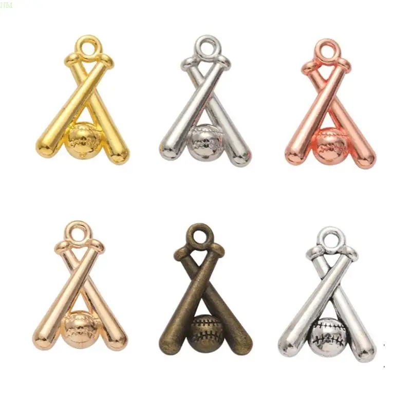 100 Pieces Vintage Baseball Bat Charm Alloy Pendant for Necklaces and Bracelets Fashionable Jewelry Making Accessories NM