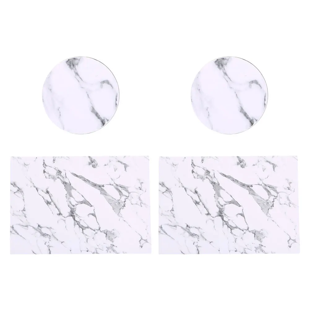 

4pcs Grain Coasters PU Table Placemats Heat Insulation Waterproof Home Supplies Cup Mats Home Decor Luxury Pad