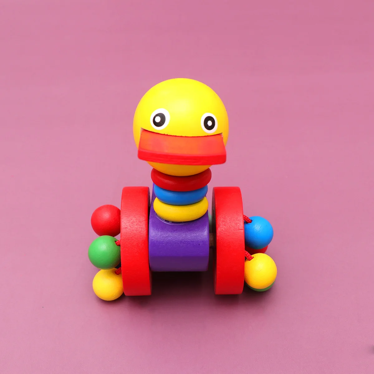 Early Childhood Baby Walker Wooden Push Rod Cart Cartoon Animal Design Bright Color for Baby Color Recognition