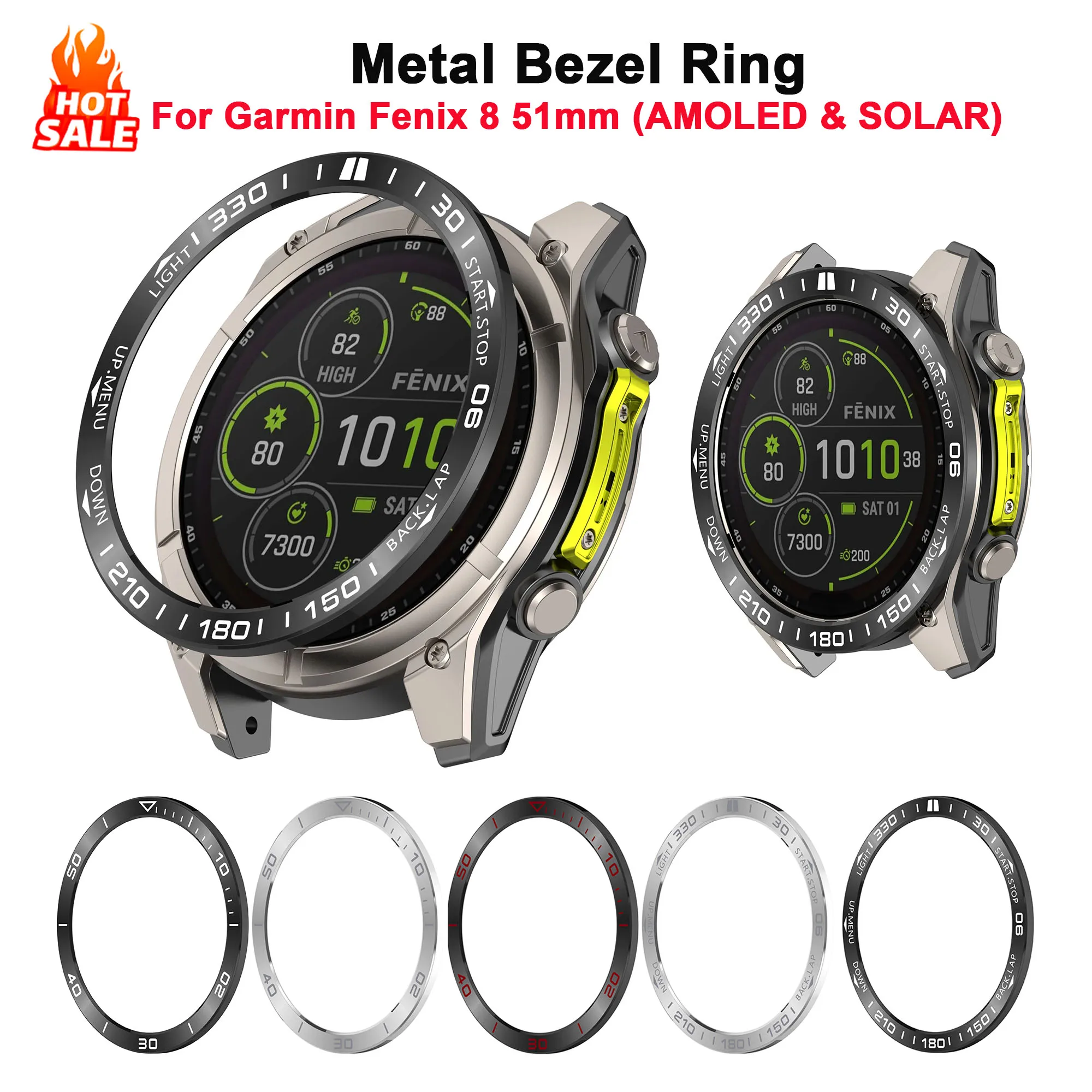 Metallrahmenring für Garmin Fenix 8 AMOLED 51MM 47MM Smartwatch, Schutzring für Fenix 8 SOLAR 51MM 47MM Gehäuse
