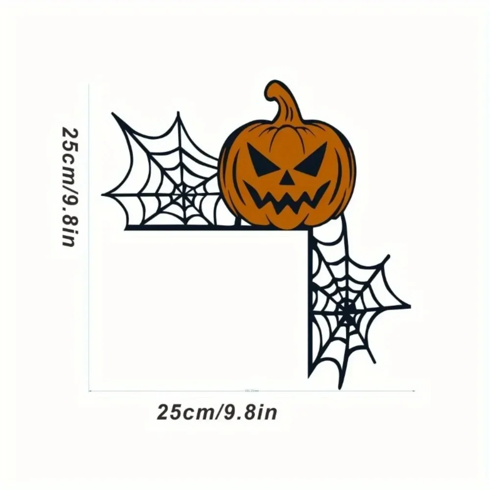 CIFBUY Halloween Door Corner Metal Wall Art Jack-O-Lantern Spider Web 2D Cutout Rustproof Hanging Decor For Home Indoor Sign