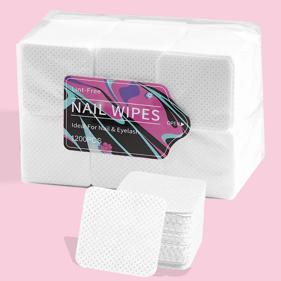 1200 toallitas removedoras de esmalte, almohadillas limpiadoras de uñas no tejidas para mujeres, belleza, salón, herramienta de arte de uñas 3