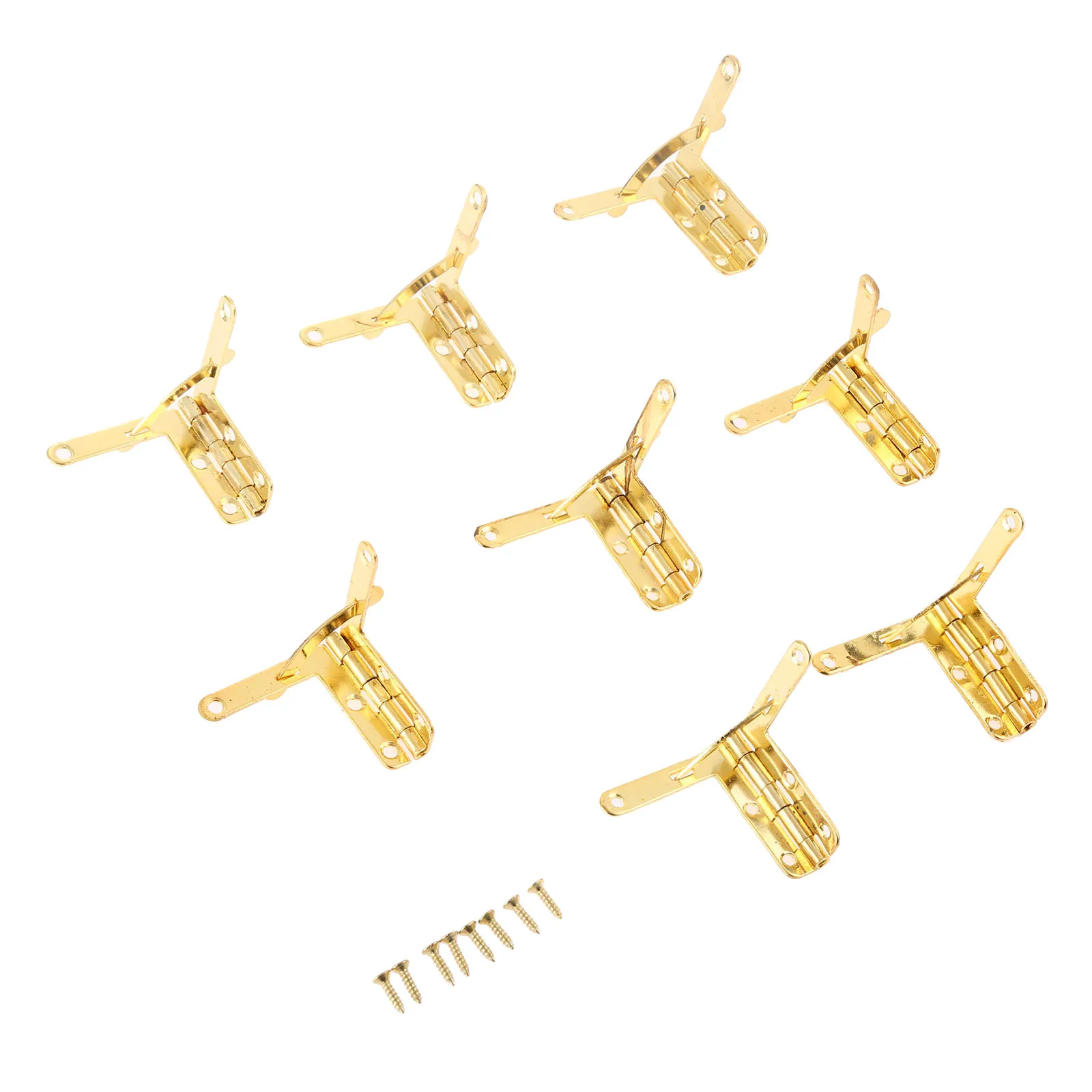 8pcs Gold Furniture Hinge with Screws Kitchen Cabinet Doors Jewelry Gift Wine Case Watch Box Wood Lid L 90°Support Spring Hinge
