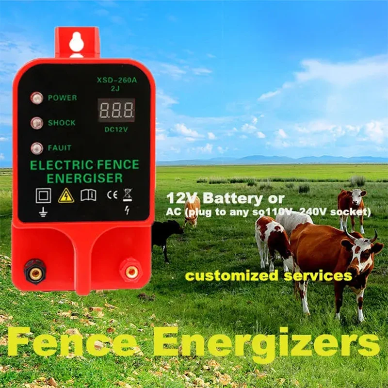 Livestock high voltage pulse regulator voltage indicator 10km high decibel alarm waterproof electric fence energizer LCD