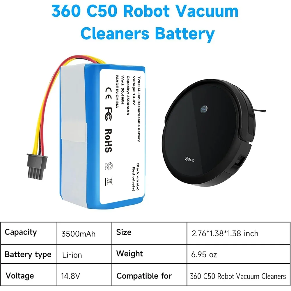 

3000mAh 14.8V Robot Vacuum Battery For 360 C50 Proscenic 790T 780T VR1717 AIRROBO P10 SUZUKA KAKA P2 Replacement Cells