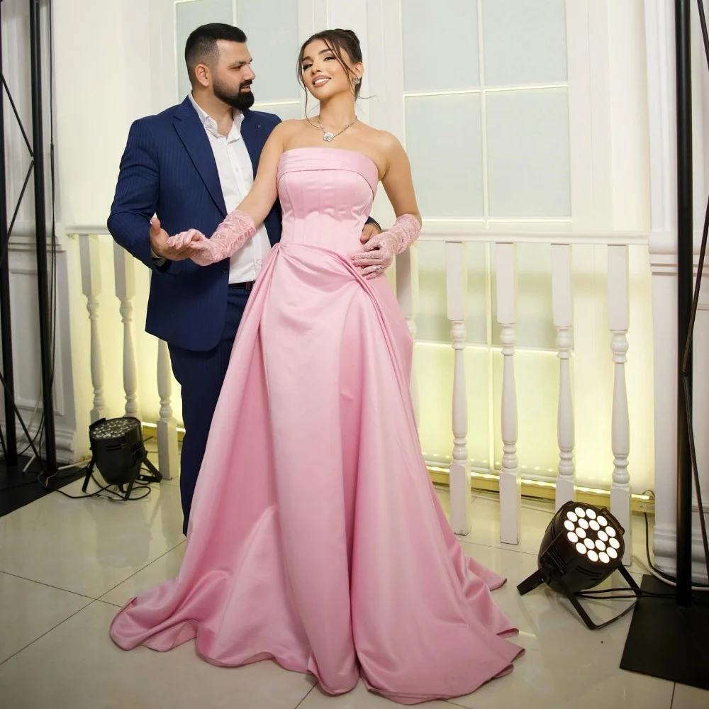 Customized Jersey Draped Engagement Ball Gown Strapless Bespoke Occasion  Long Dresses