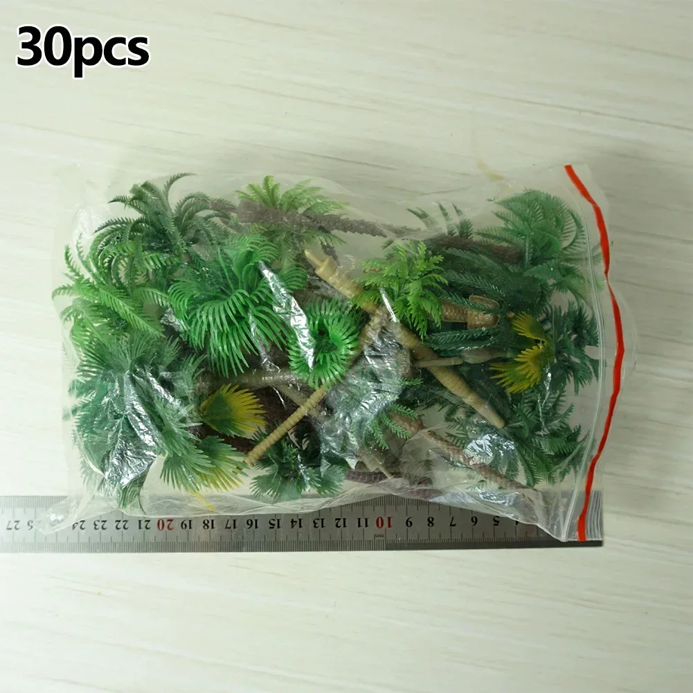 30Pcs Mixed Model Trees Coconut Palm Scale Tree DIY Park Rainforest Scenery Layout Landscape Accessory Miniature Farm Animals