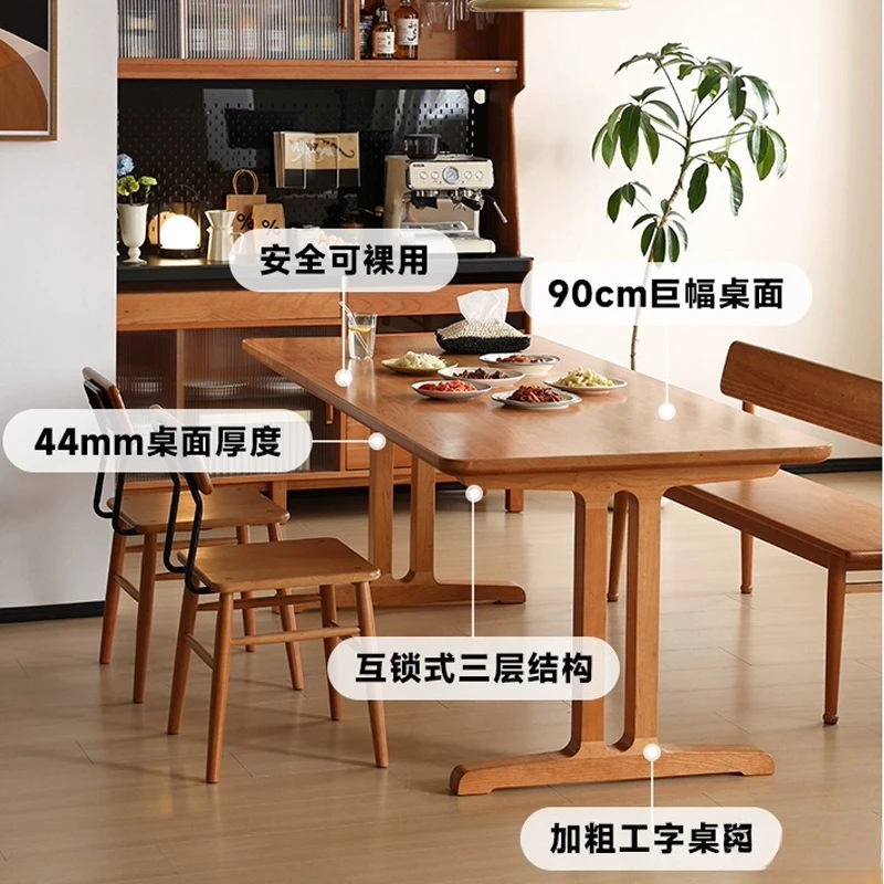 All solid wood large board table, cherry wood long dining table, living room calligraphy long office study table