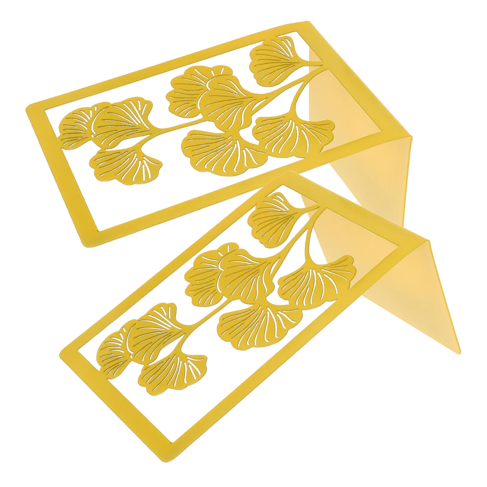 

2pcs Metal Bookends Desktop Organizer Study Shelf Stand Ginkgo Biloba Yellow Decorative Multi-Function File Holder