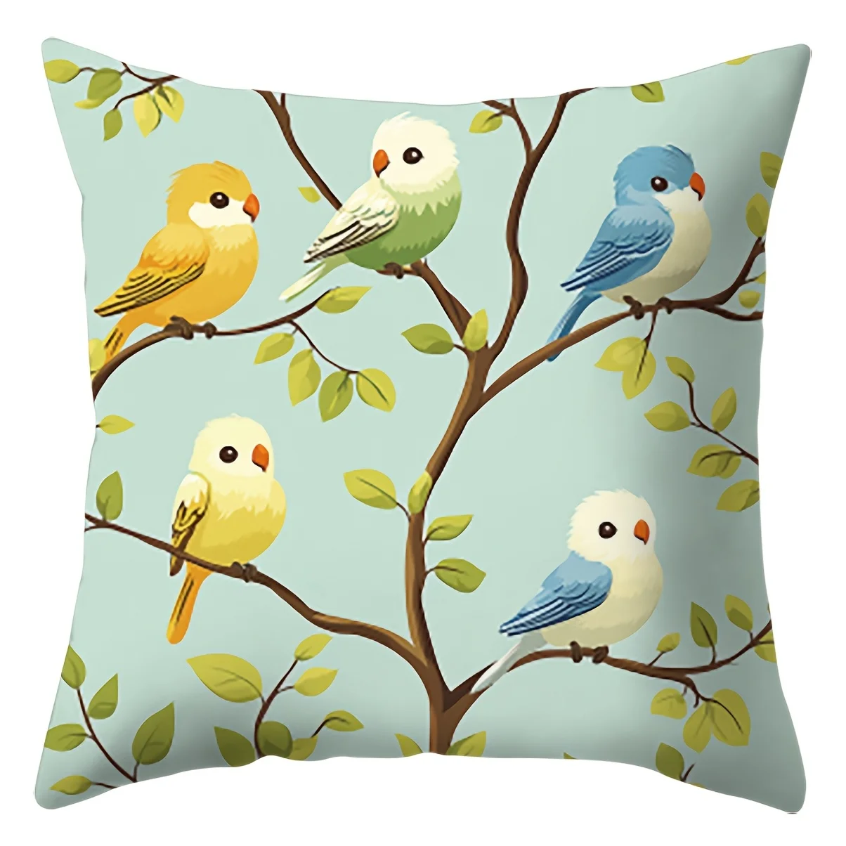 Brightly colored bird design digital printing pillow cover Short plush Suitable living rooms bedrooms sofas throw cushion cover