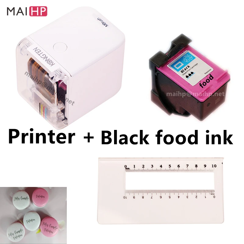 Food Printer Black Mobile Mini Handheld Inkjet Printer Wifi Customized Logo Wireless For Cookie Bread Sandwich Chocolate Macaron