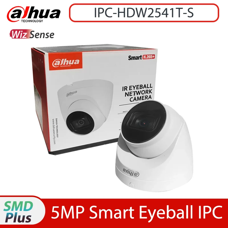 

Dahua IPC-HDW2541T-S 5MP IR30M Smart WDR Fixed-focal Eyeball WizSense Network IP67 Security Dome Turret Camera built in MIC