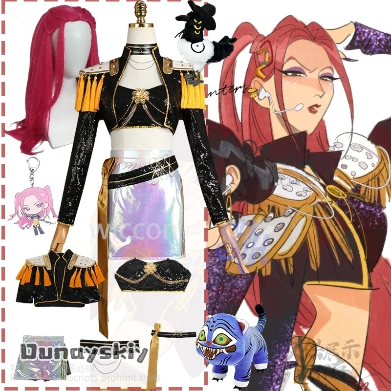 

Mira Huntrix Golden Stage Uniform Cosplay Anime Movie Kpop Demon Black Flash Gorgeous Punk Coat Mini Dress Lolita 코스프레 Halloween