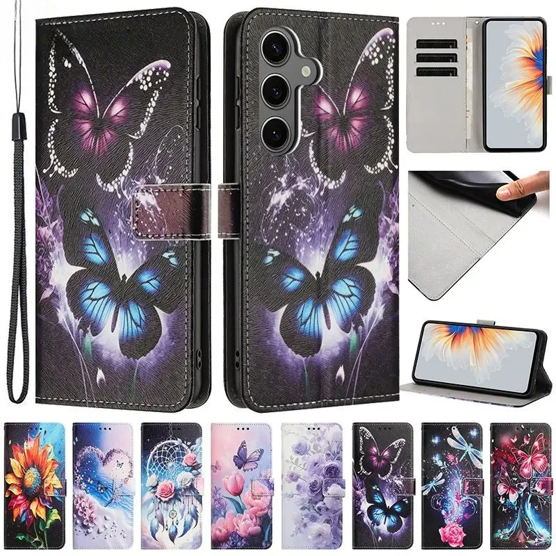 

Чехол для Samsung S24 FE S24 FE с окрашенным кошельком, защитный чехол для телефона sFor Samsung Galaxy S24 FE S24FE SM-S721B S721N, чехол