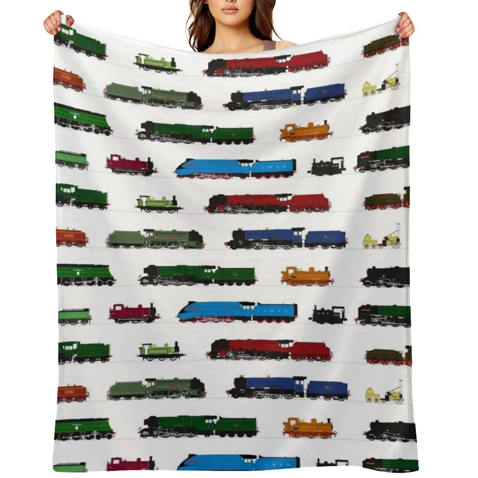 

Iconic British Steam Trains Throw Blanket Vintage Hairy Baby blankets ands Blankets