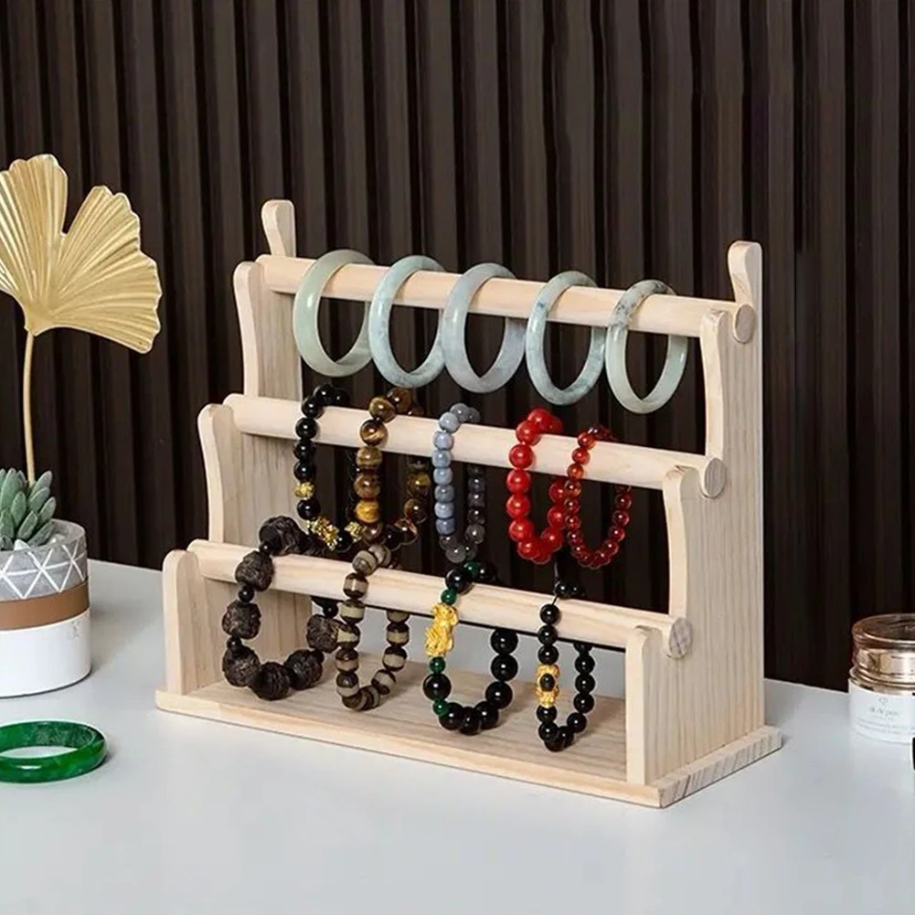 

32x11.5x25cm 3 Layer Wooden Bracelet Holder Bracelet Display Stand Jewelry Organizer